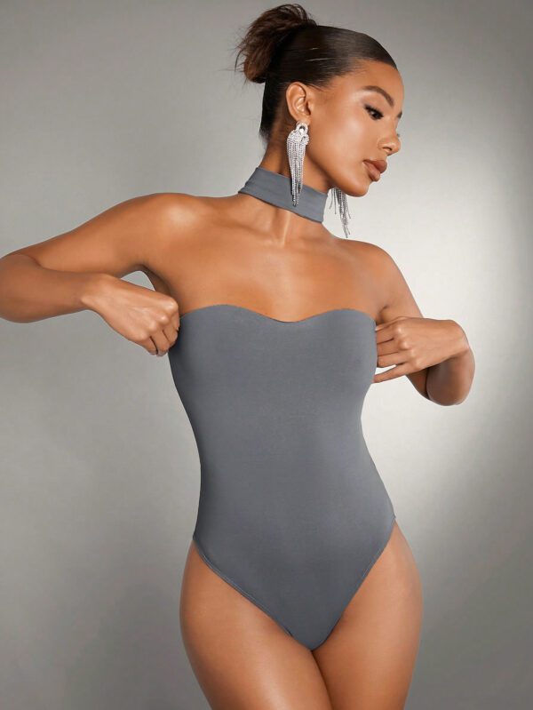 SHEIN BAE Body Ajusté À Collier Chic Et Couleurs Unies – Image 2