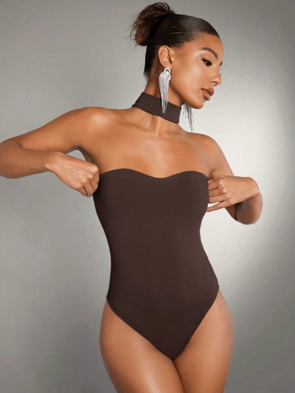 SHEIN BAE Body Ajusté À Collier Chic Et Couleurs Unies – Image 4