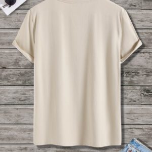 Manfinity RSRT T-shirts pour hommes, col rond ajusté, manches courtes, tee-shirt graphique palmier décontracté et simple en polyester d'été