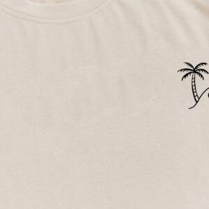 Manfinity RSRT T-shirts pour hommes, col rond ajusté, manches courtes, tee-shirt graphique palmier décontracté et simple en polyester d'été
