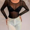 SHEIN SXY Body col rond en tulle transparent (sans soutien-gorge)