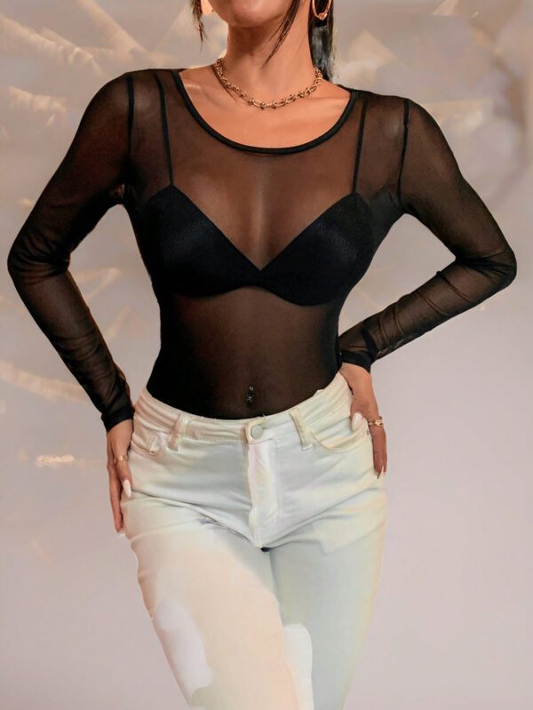 SHEIN SXY Body col rond en tulle transparent (sans soutien-gorge)