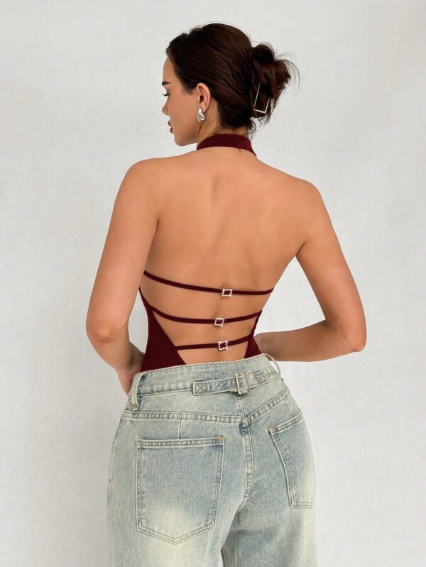 Aloruh Body élégant pour femme, col en V profond et ras-du-cou – Image 4