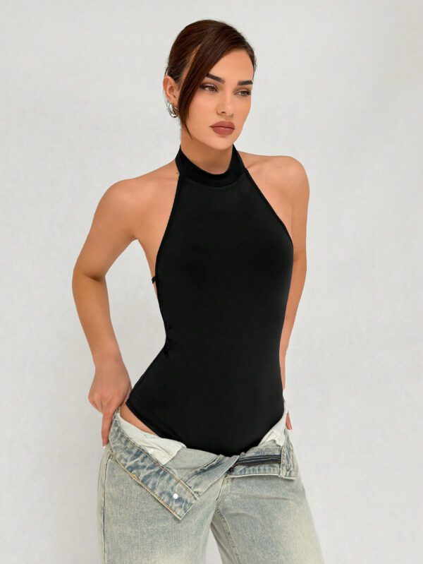 Aloruh Body élégant pour femme, col en V profond et ras-du-cou – Image 5