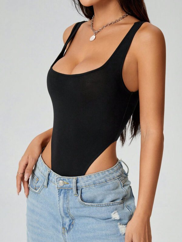 SHEIN PETITE Body en tricot noir pour femmes – Image 5