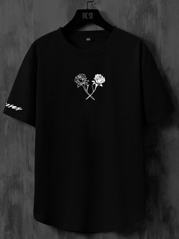 Manfinity Homme T-shirts pour hommes, ajustement, col rond, manches courtes, imprimé graphique floral décontracté en polyester d été