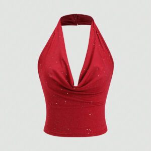 SHEIN MOOSTA Débardeur de femme à col ras-du-cou à paillettes