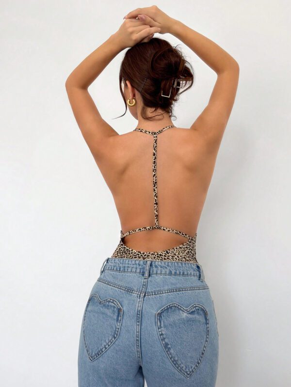 Aloruh Body sexy et pour femmes avec imprimé léopard et dos ouvert