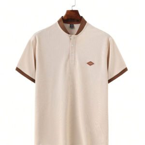 Manfinity Homme Chemise polo pour homme avec détails patchs et bordures contrastantes. Col boutonné, blocs de couleurs. Pour le mari, décontracté.