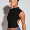 SHEIN BAE Top sans manches à col montant dos-nu