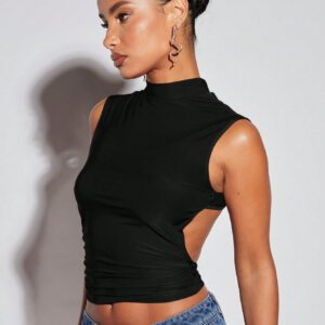 SHEIN BAE Top sans manches à col montant dos-nu