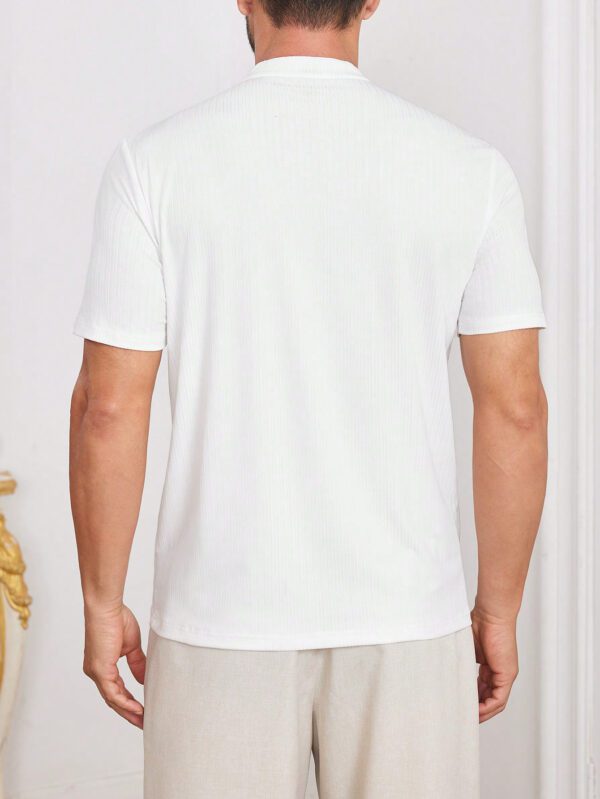 Manfinity KASUA Chemise polo casual pour homme en couleur unie à patchwork avec boutons et poche, manches courtes – Image 2