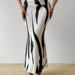 BamGleam Jupe longue plissée imprimée pour femmes, tenue pour femmes