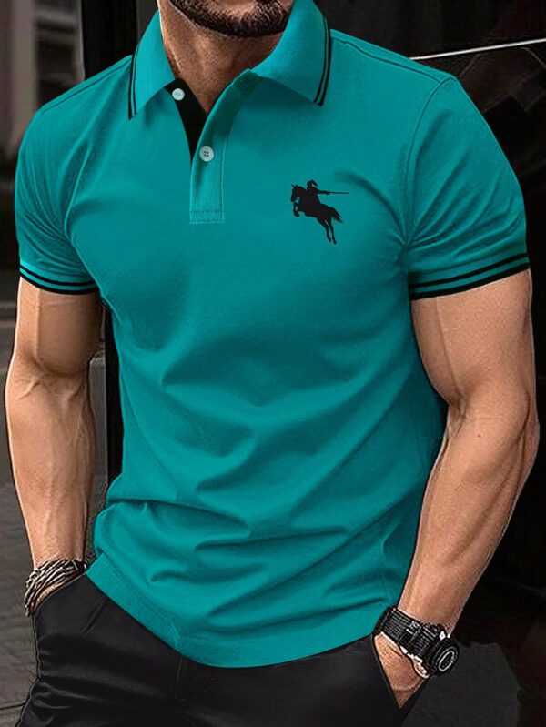Manfinity Polo Imprimé Horseman Pour Hommes – Image 2