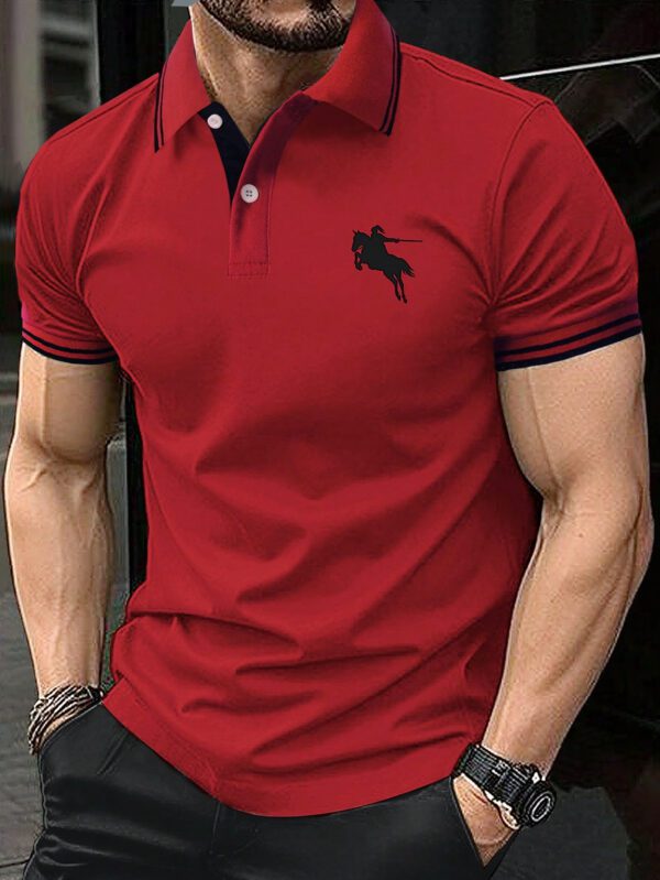 Manfinity Polo Imprimé Horseman Pour Hommes – Image 3
