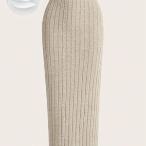 SHEIN EZwear Jupe Crayon Unicolore Côtelé