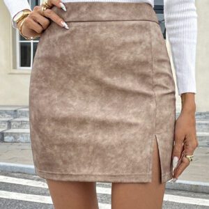 SHEIN Frenchy Jupe noire moulante mini avec fente en PU