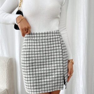SHEIN Frenchy Jupe noire moulante mini avec fente en PU