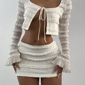 Aloruh Jupe mini en tulle et dentelle pour femme