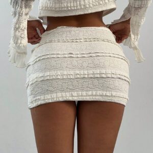 Aloruh Jupe mini en tulle et dentelle pour femme