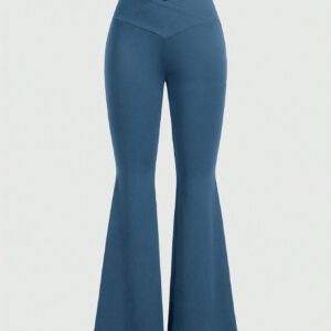 SHEIN Slayr Pantalon Évasé À Taille Haute D'été 2024, Enveloppe De Couleur Unie Simple