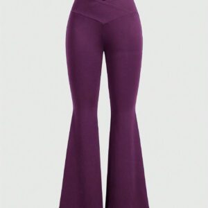 SHEIN Slayr Pantalon Évasé À Taille Haute D'été 2024, Enveloppe De Couleur Unie Simple