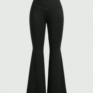 SHEIN Slayr Pantalon Évasé À Taille Haute D'été 2024, Enveloppe De Couleur Unie Simple