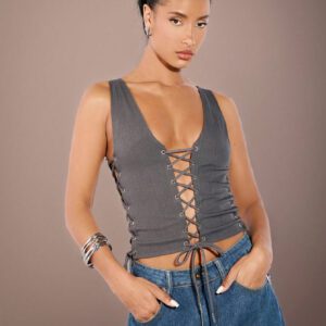 SHEIN BAE Débardeur d'été sans manches avec bande et design ajouré, ajusté et sexy