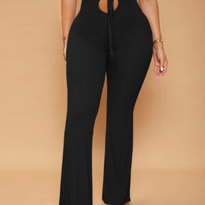 SHEIN SXY Pantalon évasé unicolore avec nœud et découpe