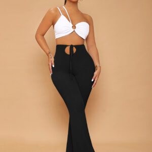 SHEIN SXY Pantalon évasé unicolore avec nœud et découpe