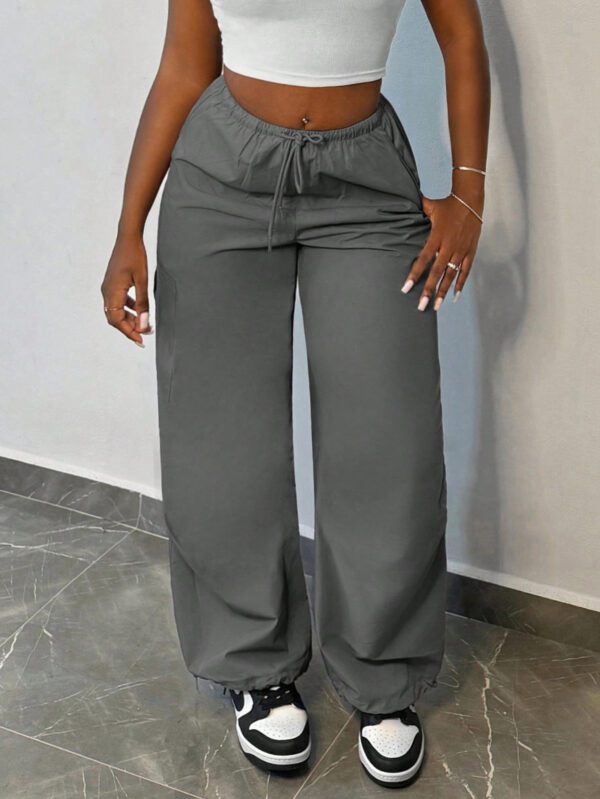 SHEIN Slayr Pantalon cargo ample pour femmes, pantalon de jogging ample à taille ajustable avec cordon, coupe droite