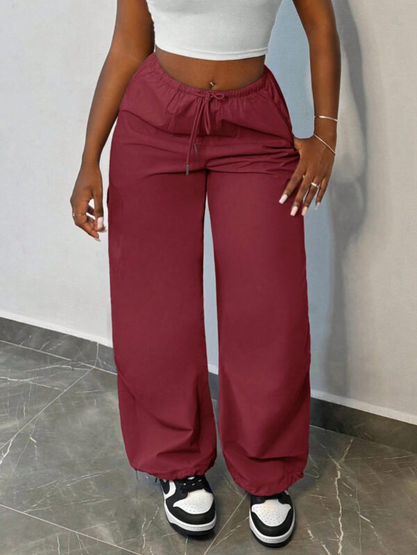 SHEIN Slayr Pantalon cargo ample pour femmes, pantalon de jogging ample à taille ajustable avec cordon, coupe droite – Image 2