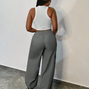 SHEIN Slayr Pantalon cargo ample pour femmes, pantalon de jogging ample à taille ajustable avec cordon, coupe droite
