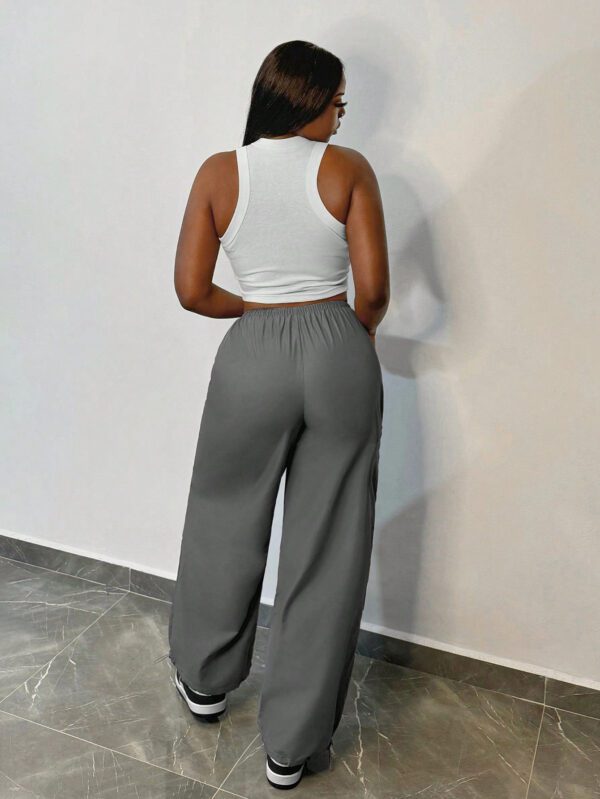SHEIN Slayr Pantalon cargo ample pour femmes, pantalon de jogging ample à taille ajustable avec cordon, coupe droite – Image 7