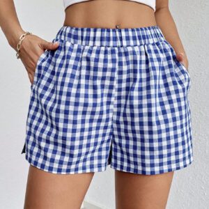 SHEIN Essnce Shorts Décontractés À Imprimé Rayé Pour Femme