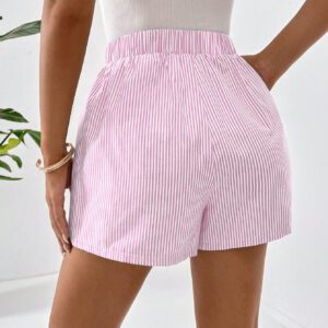 SHEIN Essnce Shorts Décontractés À Imprimé Rayé Pour Femme