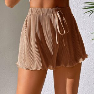 SHEIN PETITE Shorts D'été À Taille Nouée Et Ourlet En Laitue