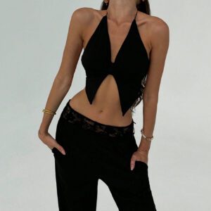 Aloruh Débardeur dos nu sexy minimaliste pour femme avec croix et nœud, style sexy, printemps/été