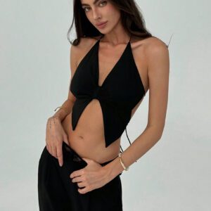 Aloruh Débardeur dos nu sexy minimaliste pour femme avec croix et nœud, style sexy, printemps/été