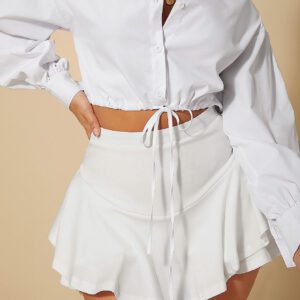 SHEIN SXY Jupe-short en hauteur avec ourlet à volants pour l'été