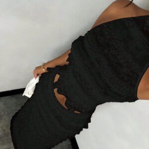 SHEIN BAE Femmes Top de camisole dos nu, dentelle unicolore, style décontracté tout-aller, pour vacances d'été et rendez-vous romantique