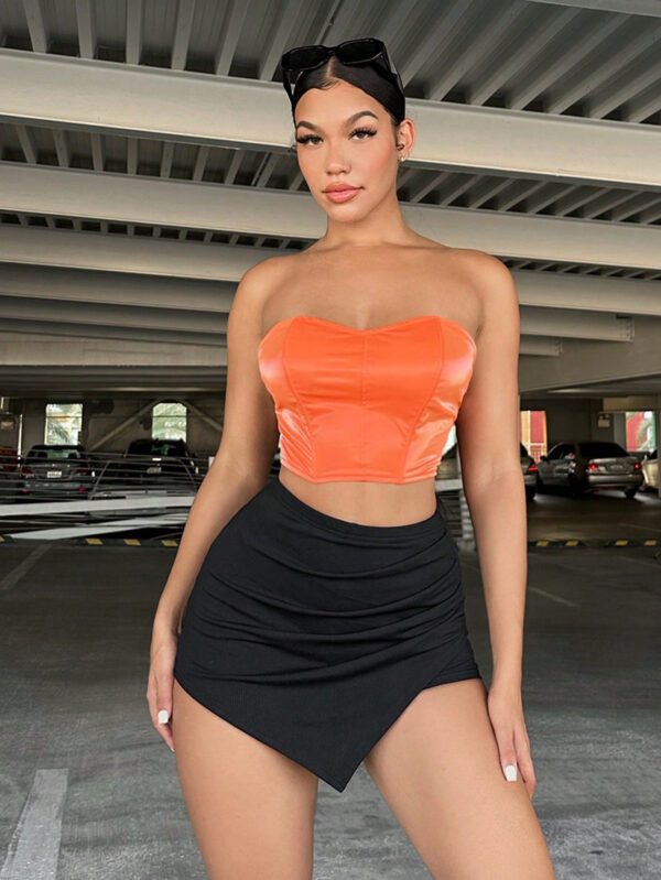 SHEIN SXY Jupe-short unicolore à ruché mini