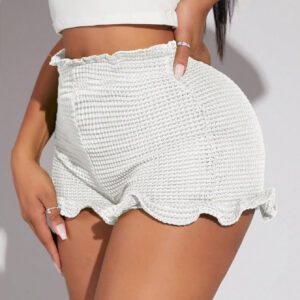 SHEIN SXY Short À Taille Froncée À Ourlet Ondulé