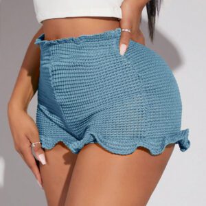 SHEIN SXY Short À Taille Froncée À Ourlet Ondulé