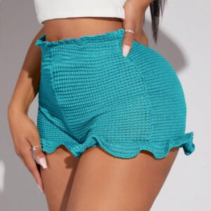SHEIN SXY Short À Taille Froncée À Ourlet Ondulé