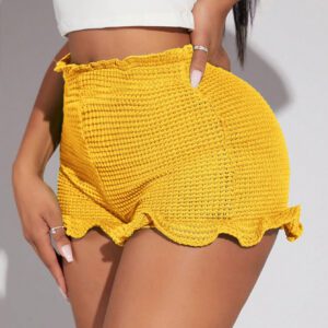 SHEIN SXY Short À Taille Froncée À Ourlet Ondulé