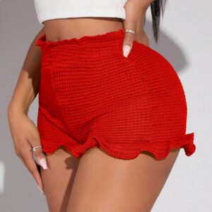 SHEIN SXY Short À Taille Froncée À Ourlet Ondulé