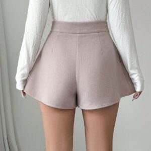 Elenzga Short décontracté ample et lâche à plis de couleur unie pour femmes