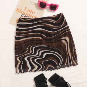 SHEIN EZwear Jupe à imprimé à ourlet ondulé à tulle