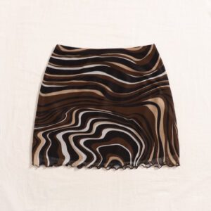 SHEIN EZwear Jupe à imprimé à ourlet ondulé à tulle